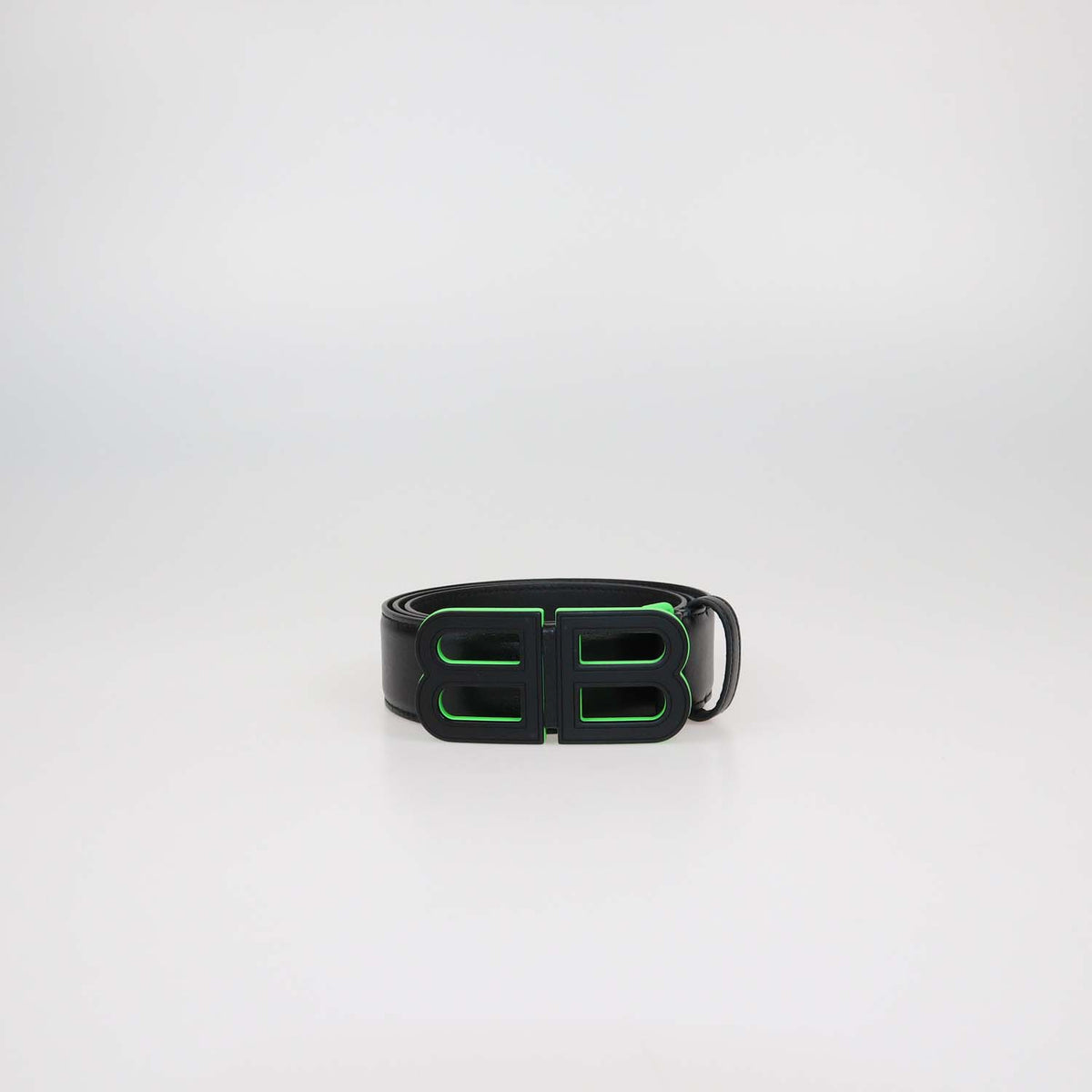 Balenciaga Black Leather BB Hourglass Buckle Belt