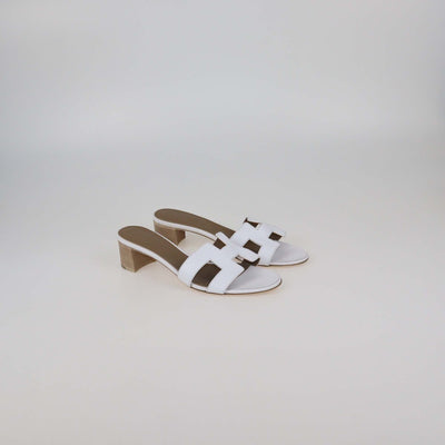 Hermes White Leather Oasis Sandals Womens Hermes 