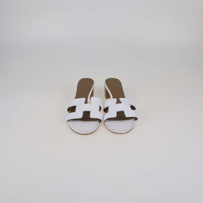 Hermes White Leather Oasis Sandals Womens Hermes 