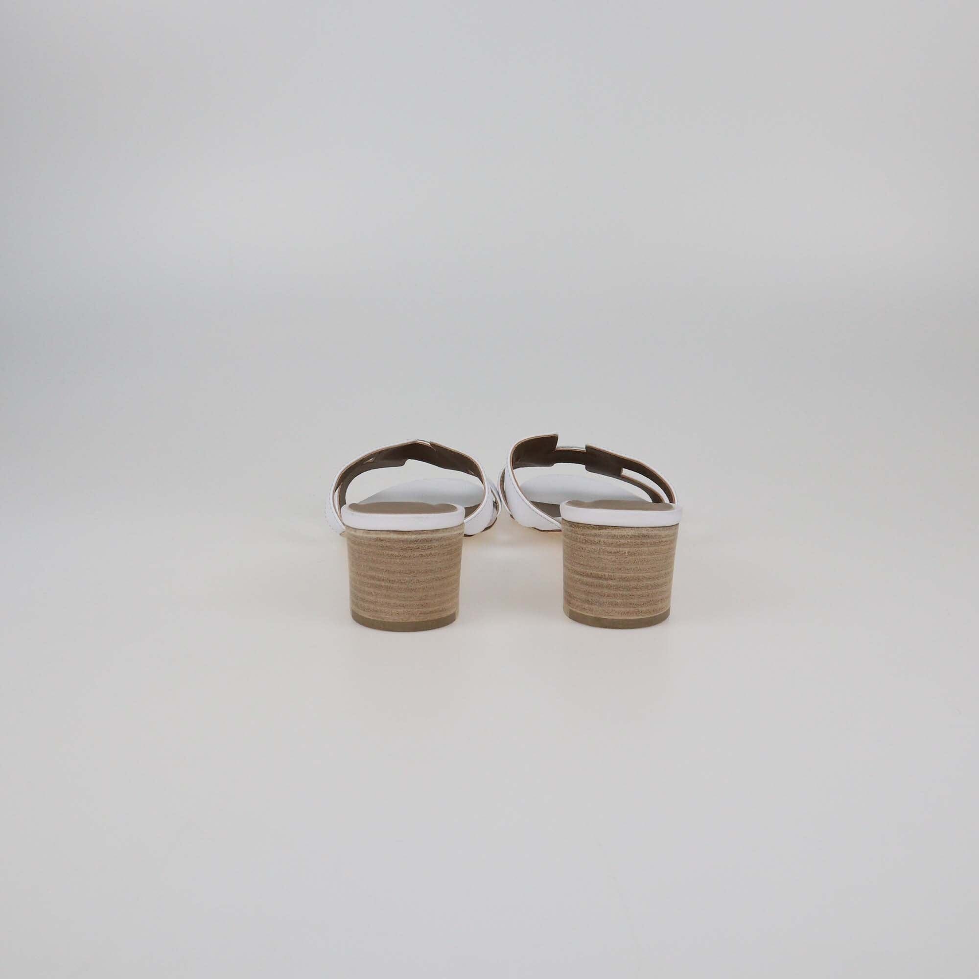 Hermes White Leather Oasis Sandals Womens Hermes 