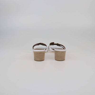 Hermes White Leather Oasis Sandals Womens Hermes 