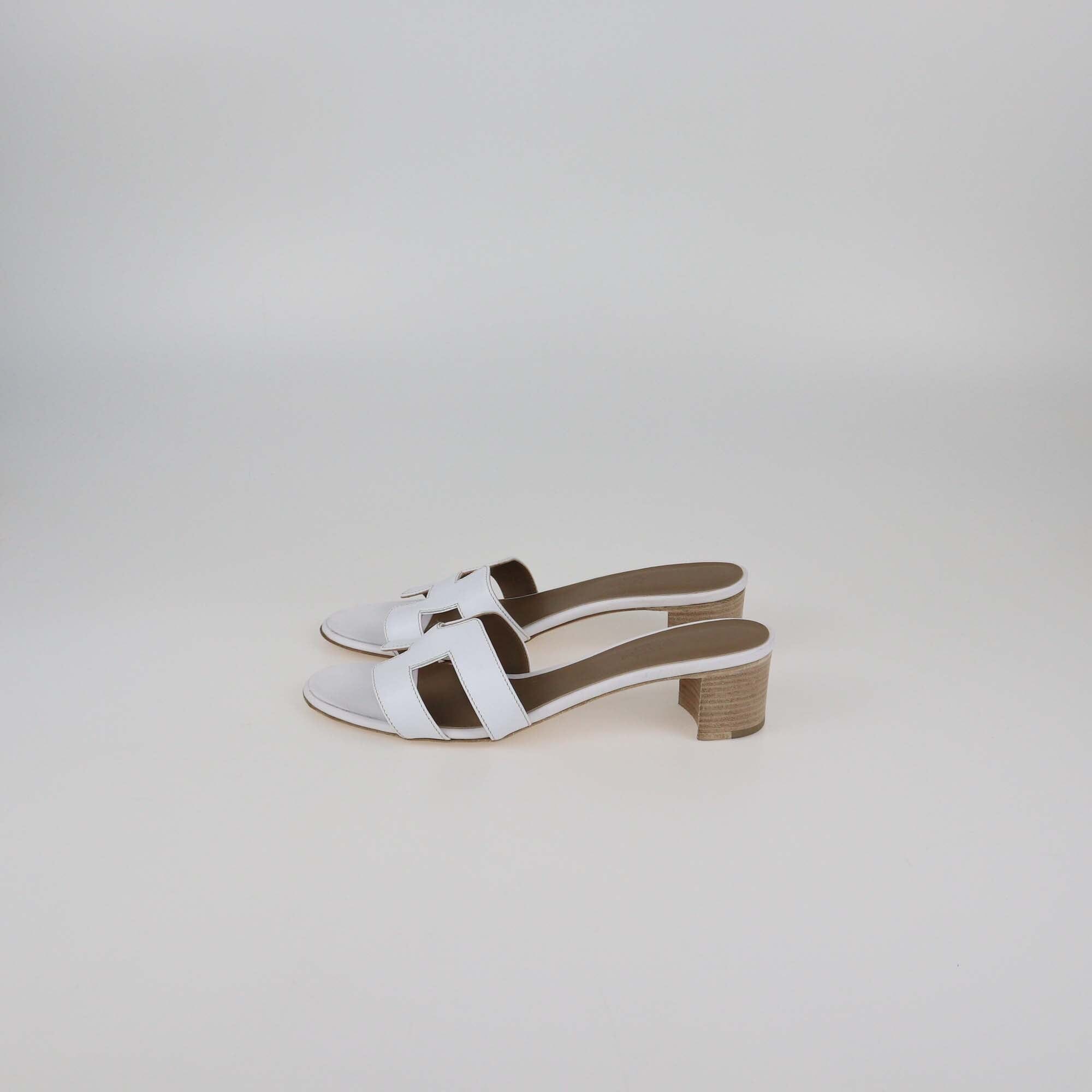 Hermes White Leather Oasis Sandals Womens Hermes 