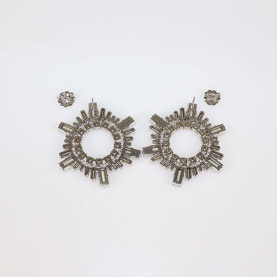 Amina Muaddi Blue Crystals Silver Base Mini Begum Earrings