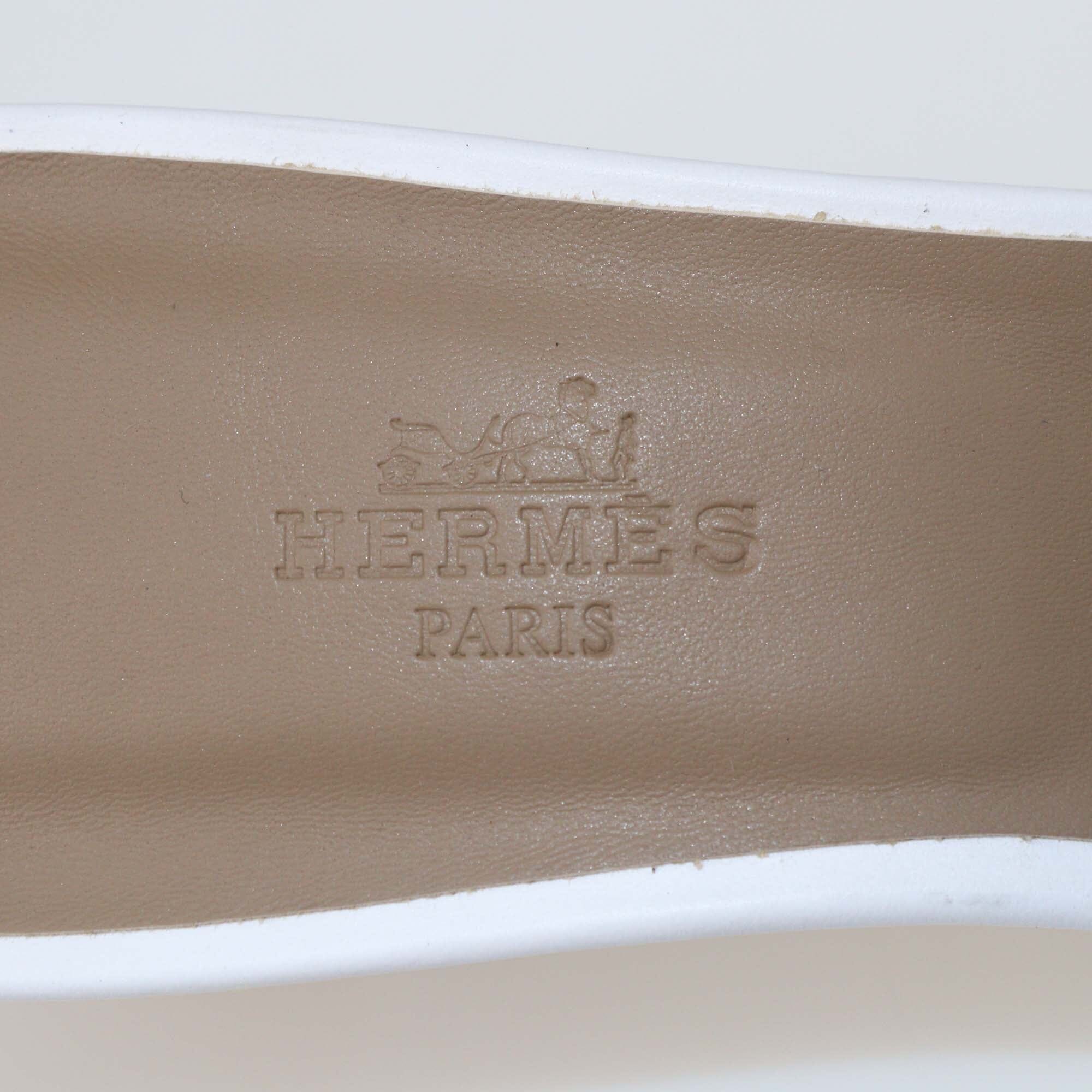 Hermes White Leather Oasis Sandals Womens Hermes 