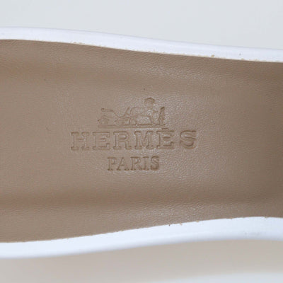 Hermes White Leather Oasis Sandals Womens Hermes 