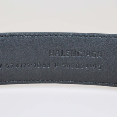 Balenciaga Black Leather BB Hourglass Buckle Belt