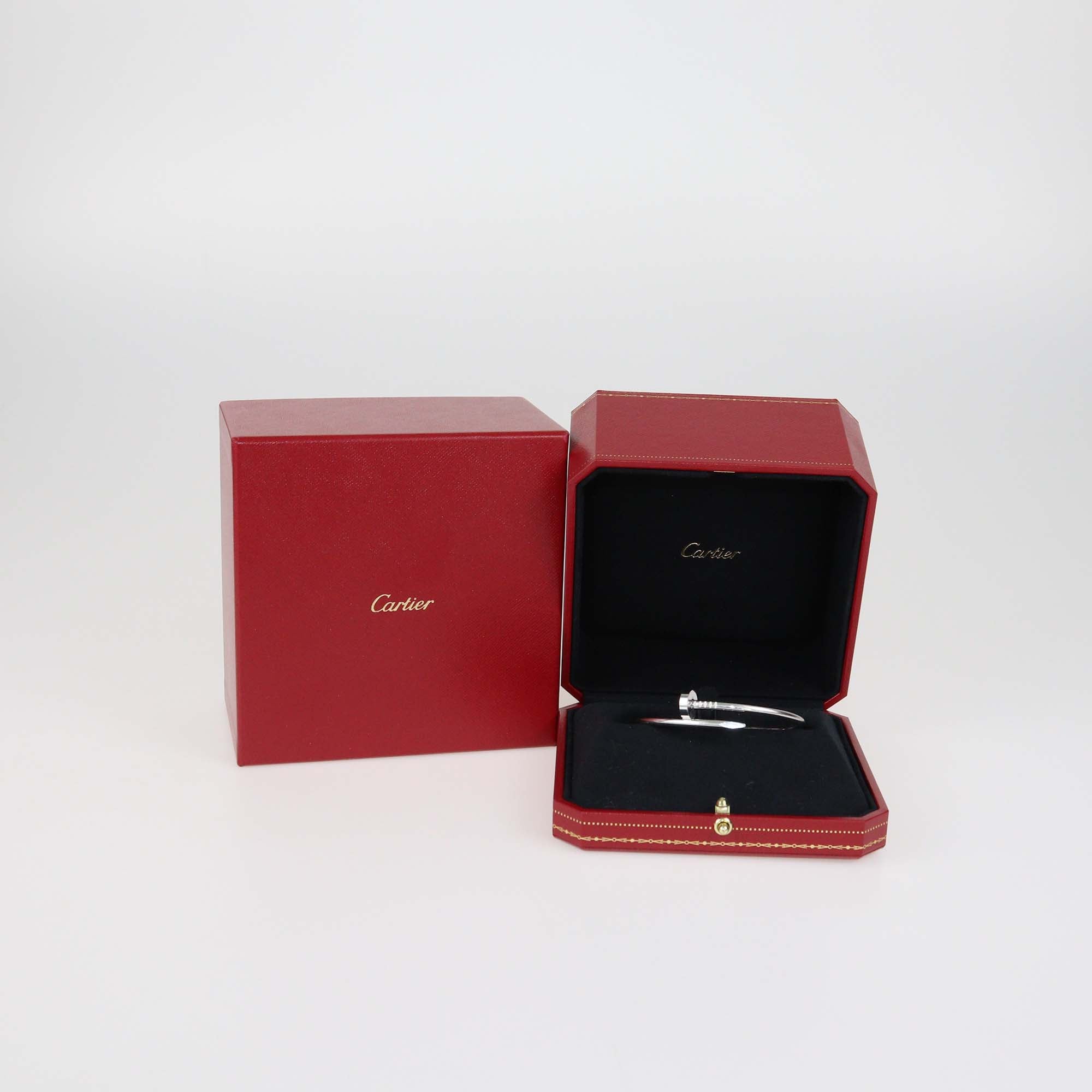 Cartier 18K White Gold juste Un Clou Bangle Bracelet Size 17