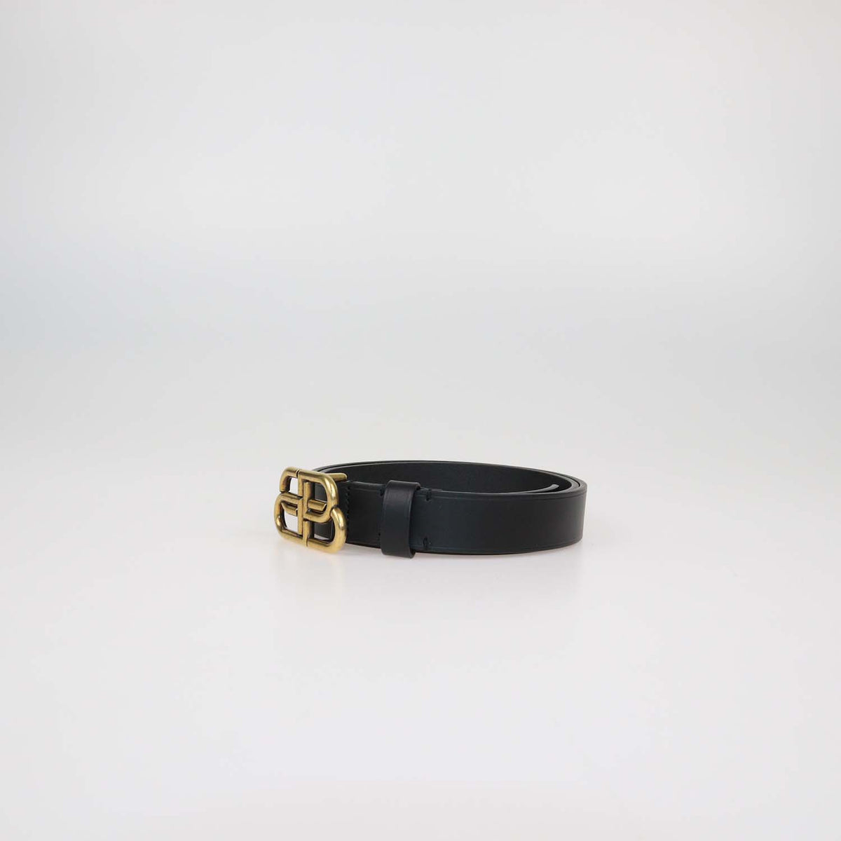 Balenciaga Black Leather Thin BB Belt