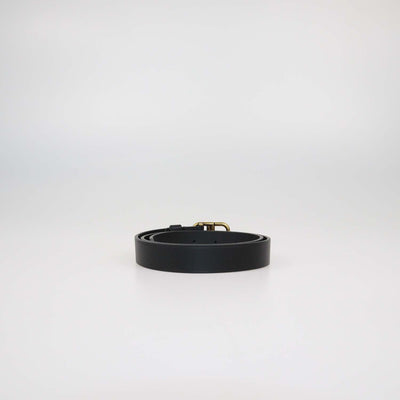 Balenciaga Black Leather Thin BB Belt