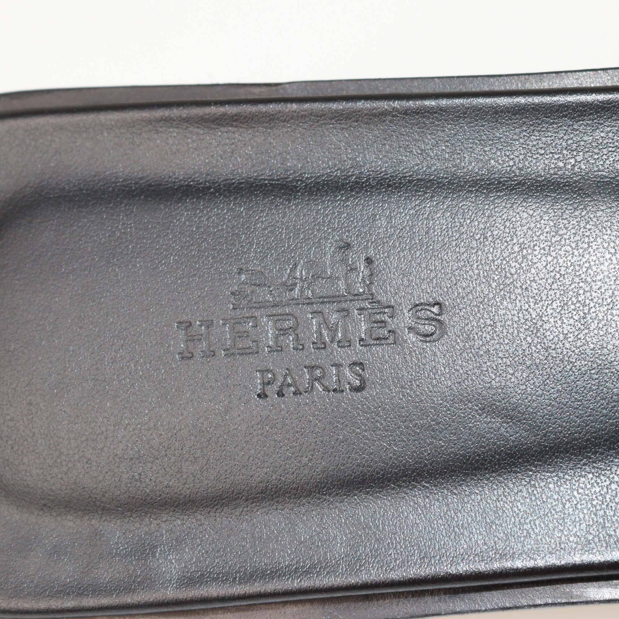 Hermes Black Leather Oran Sandals Womens Hermes 