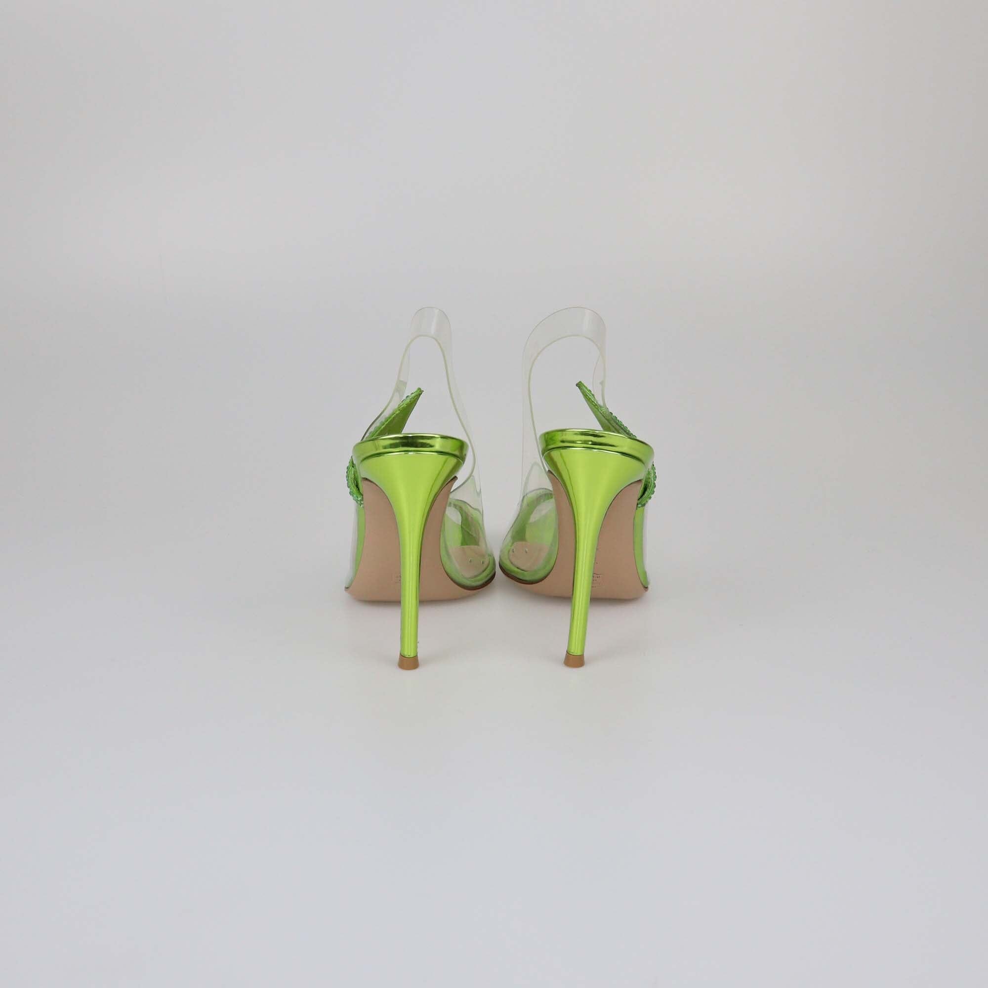 Gianvito Rossi Metallic Green Crystal Hortensia Slingback Pumps Womens Gianvito Rossi 