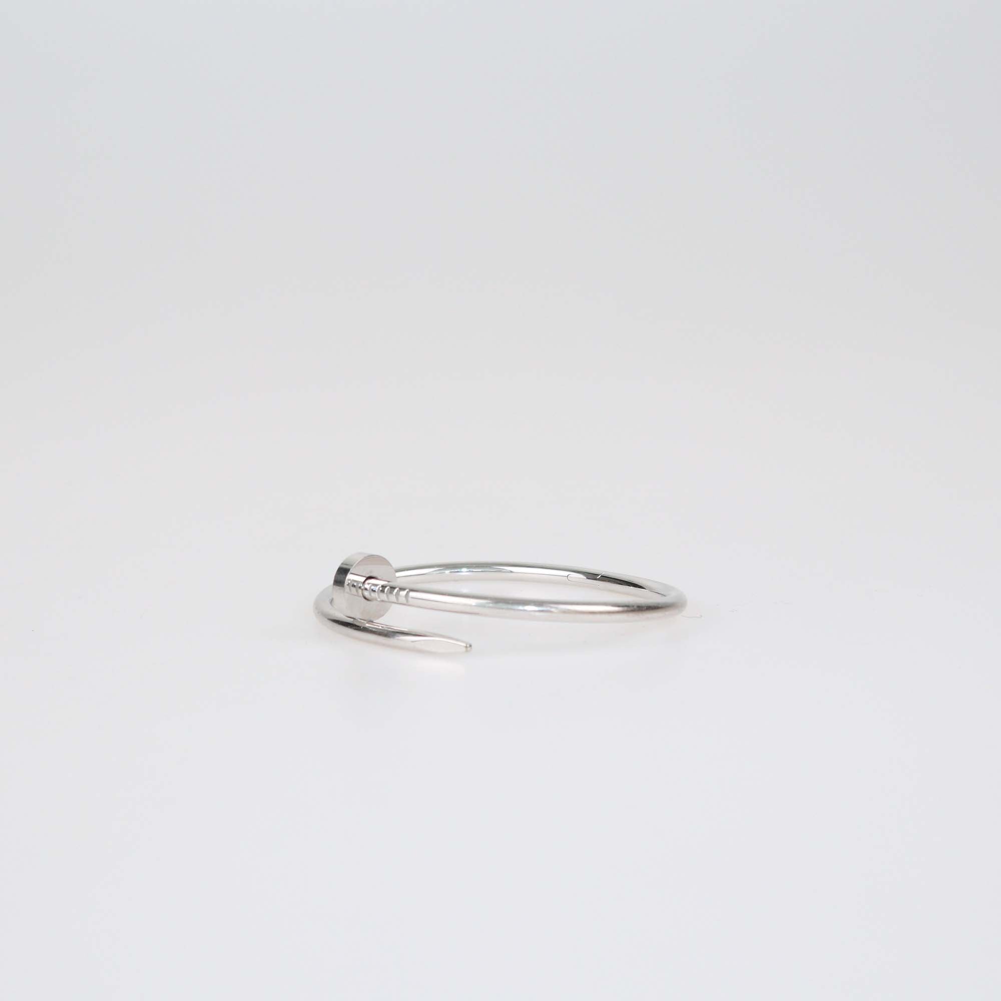 Cartier 18K White Gold juste Un Clou Bangle Bracelet Size 17