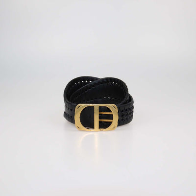 Christian Dior Black Leather 30 Montaigne Braided Waist Belt
