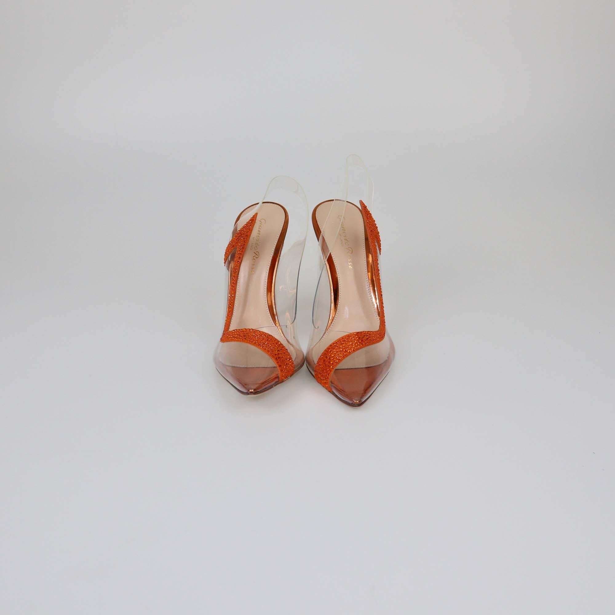 Gianvito Rossi Metallic Orange Crystal Hortensia Slingback Pumps Womens Gianvito Rossi 