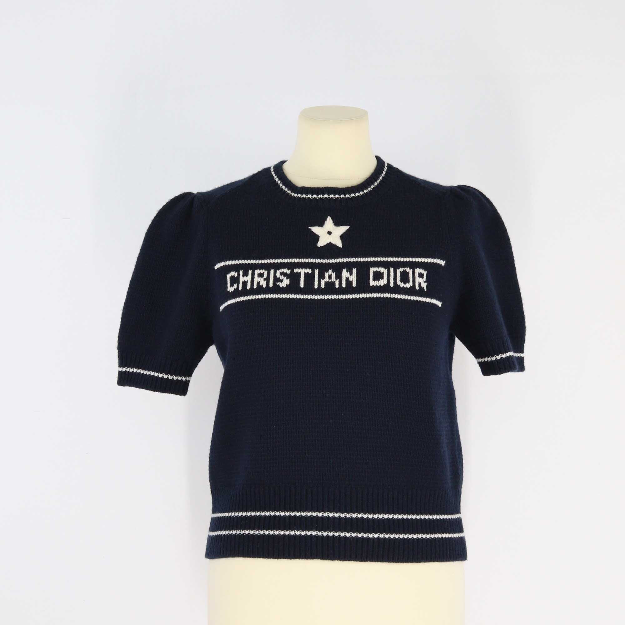 Christian Dior Dark Blue Short Sleeved Sweater Clothing Christian Dior 