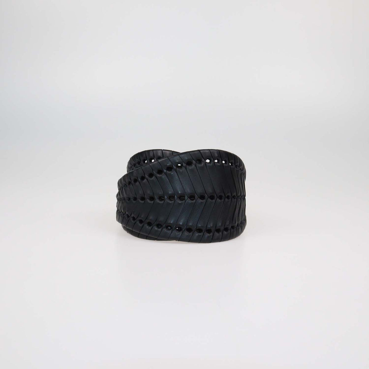 Christian Dior Black Leather 30 Montaigne Braided Waist Belt