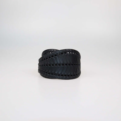Christian Dior Black Leather 30 Montaigne Braided Waist Belt