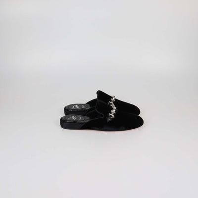 Christian Louboutin Black Velvet Coolito Embellished Mules
