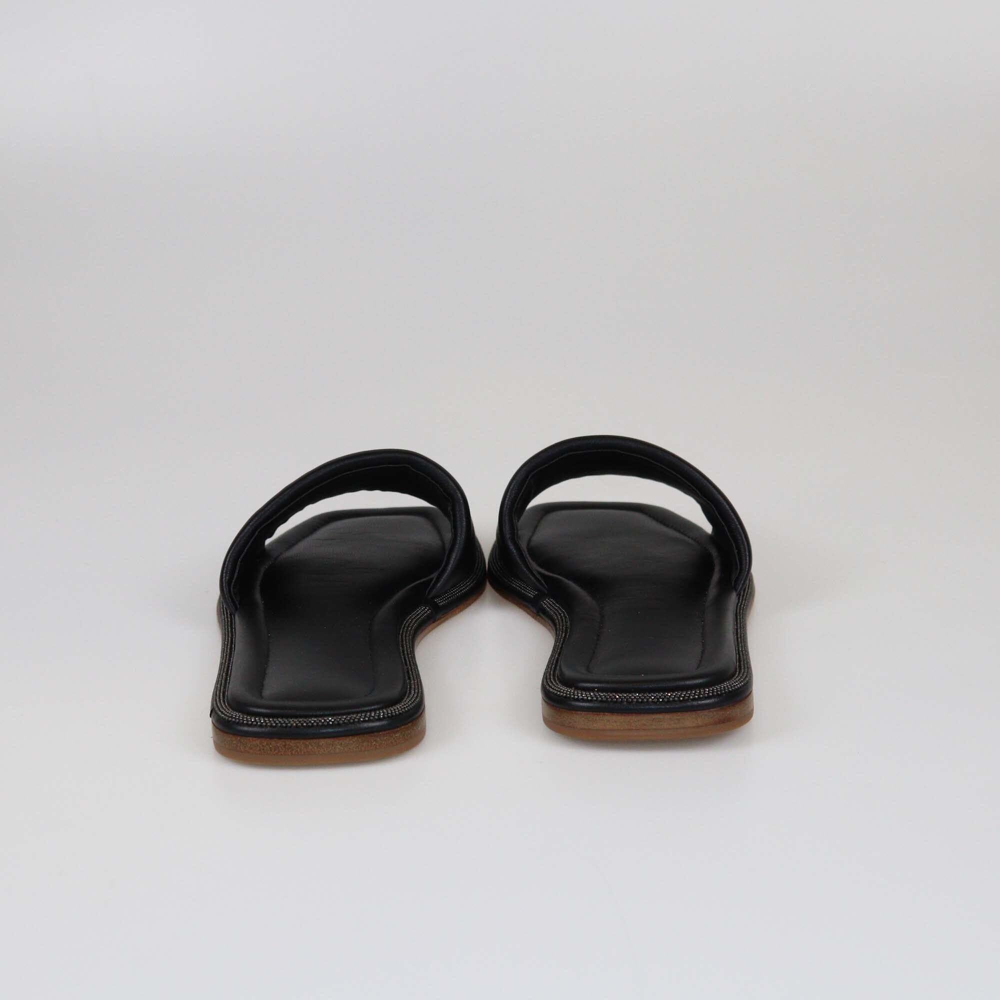 Brunello Cucinelli Black Slide Sandals Womens Brunello Cucinelli 