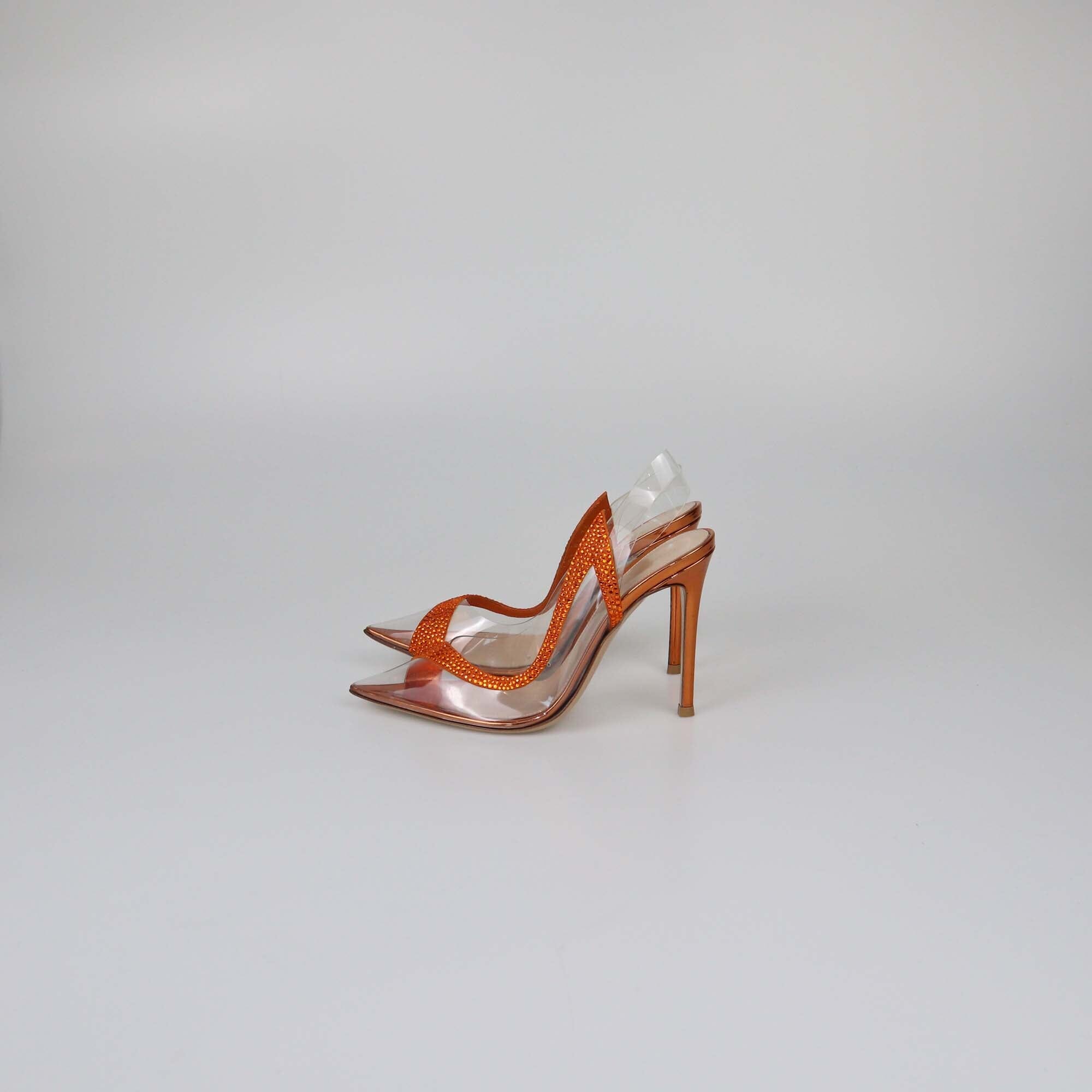 Gianvito Rossi Metallic Orange Crystal Hortensia Slingback Pumps Womens Gianvito Rossi 