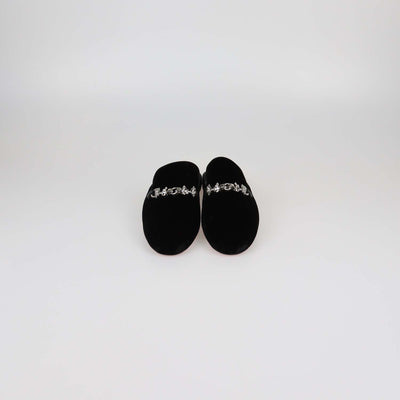 Christian Louboutin Black Velvet Coolito Embellished Mules