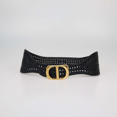Christian Dior Black Leather 30 Montaigne Braided Waist Belt