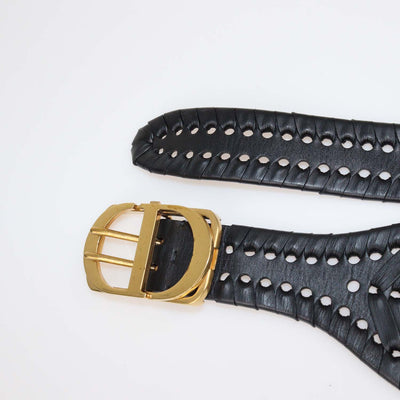 Christian Dior Black Leather 30 Montaigne Braided Waist Belt