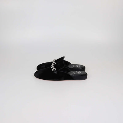 Christian Louboutin Black Velvet Coolito Embellished Mules