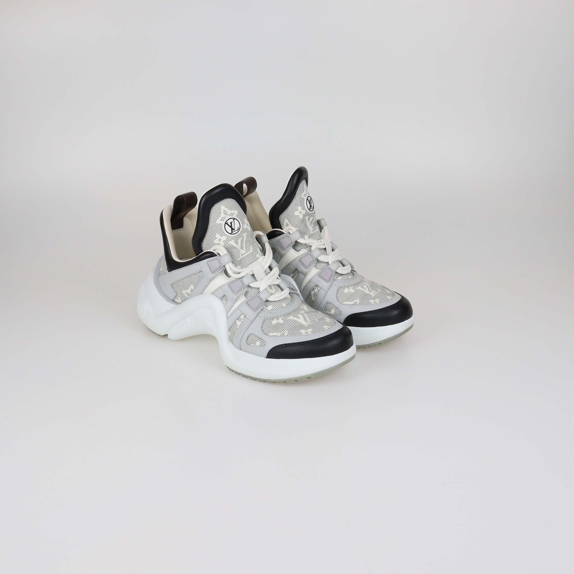 Louis Vuitton Grey/Black Monogram Nylon and Leather Archlight Sneakers