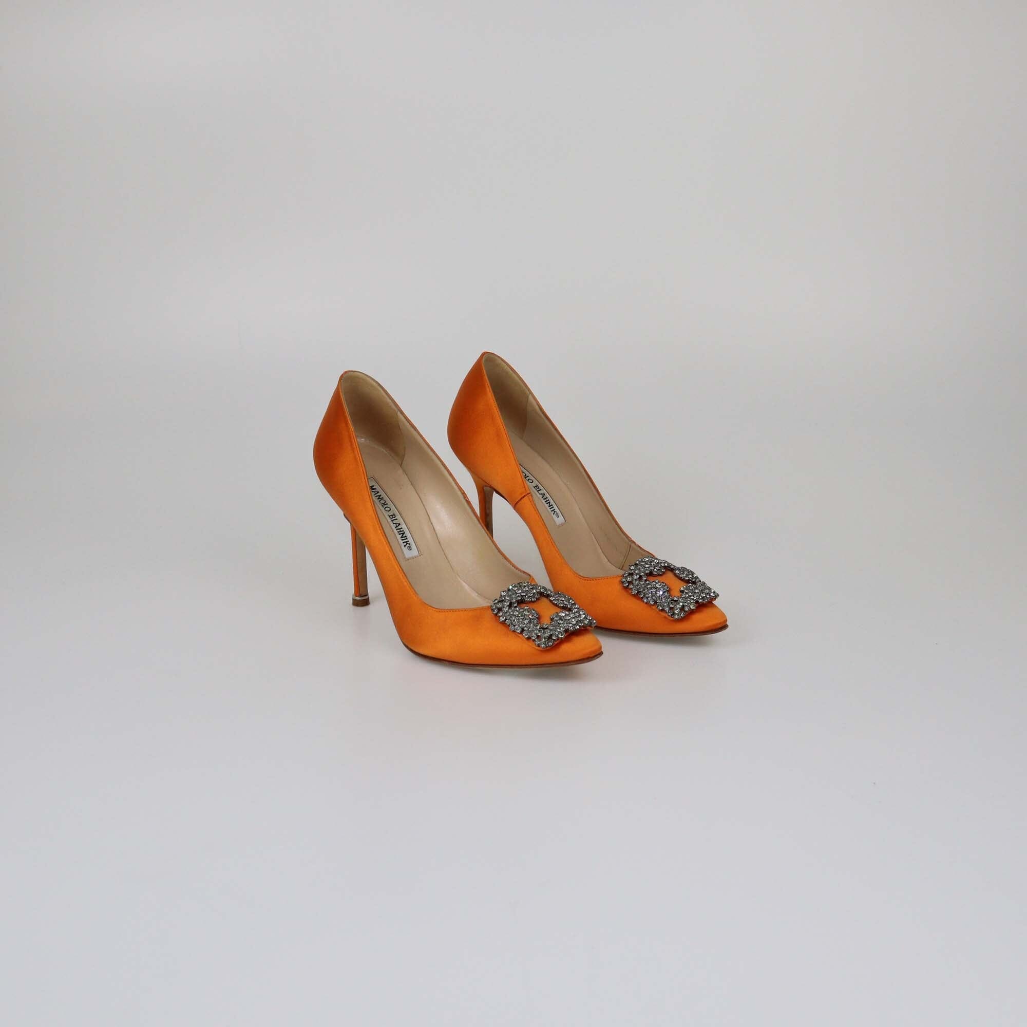 Manolo Blahnik Orange Hangisi Pumps Womens Manolo Blahnik 