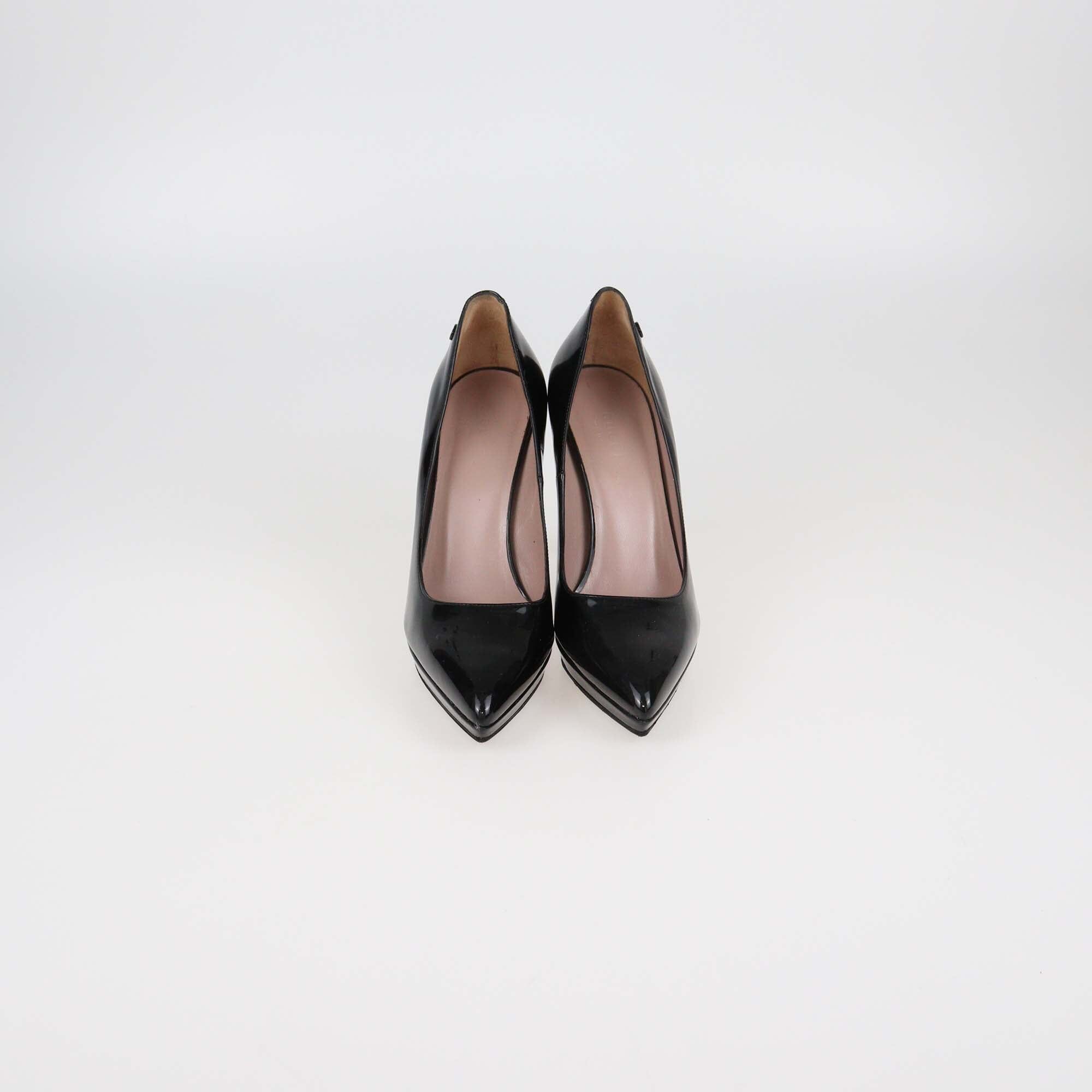 Gucci Black Patent Leather Platform pointed Toe Pumps Womens Gucci 