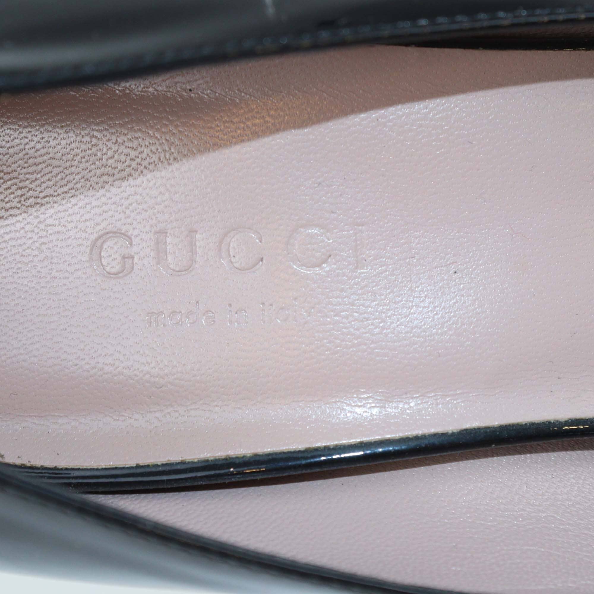 Gucci Black Patent Leather Platform pointed Toe Pumps Womens Gucci 