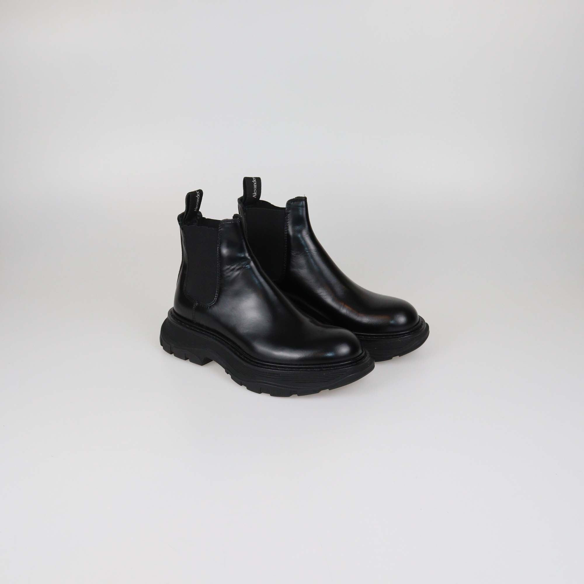 Alexander McQueen Black Leather Tread Chelsea Boots