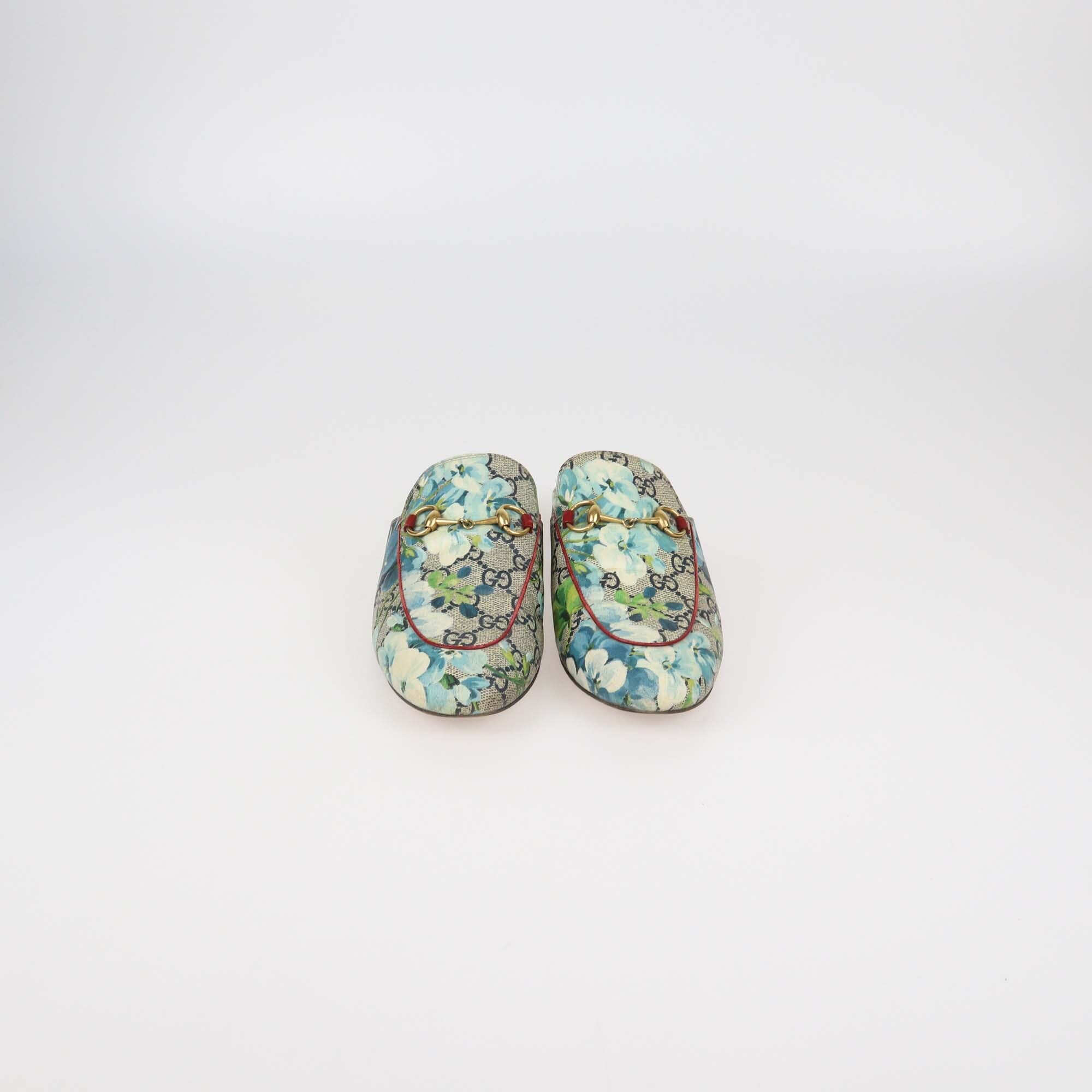 Gucci Multicolor GG Supreme Canvas Blooms Princetown Mules Womens Gucci 