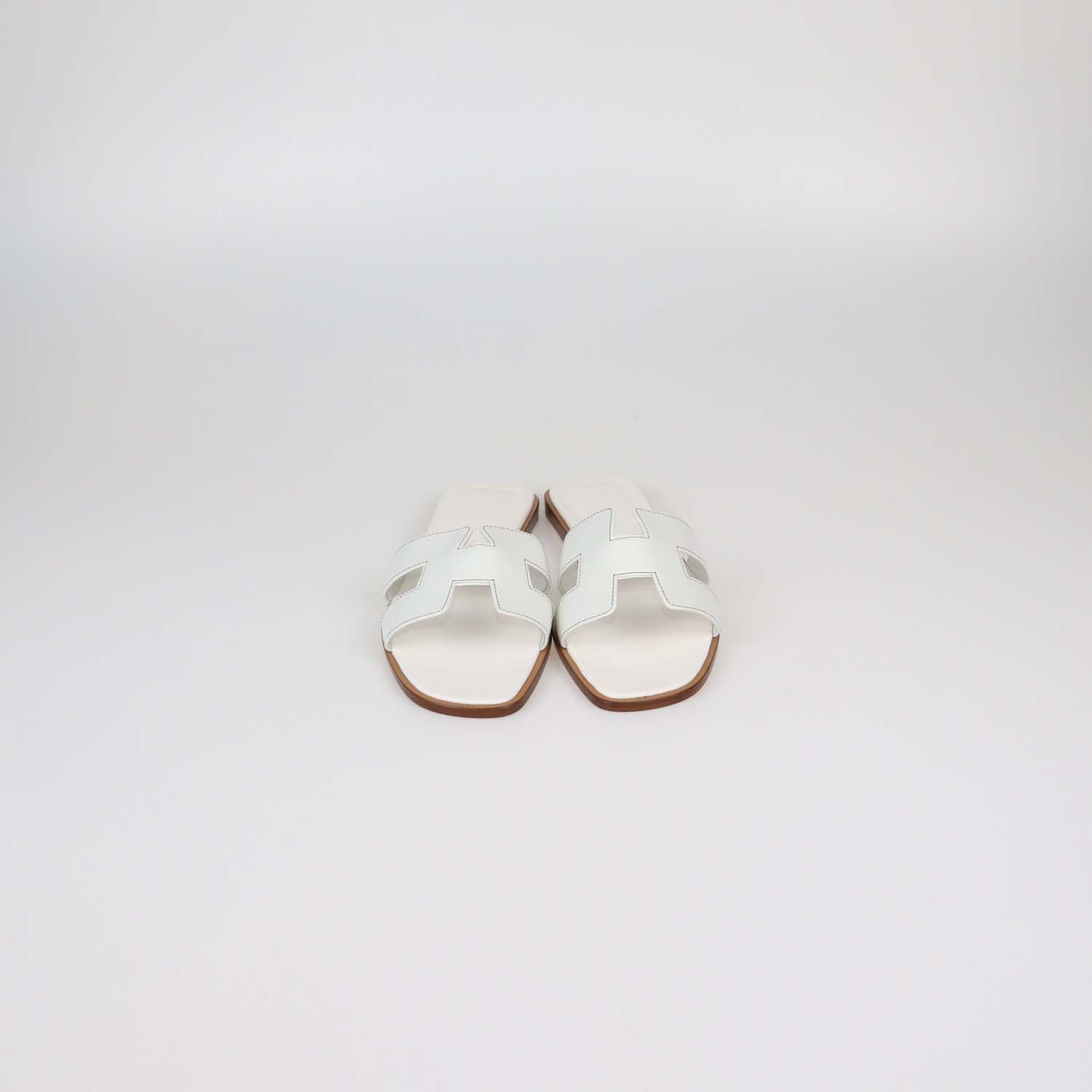 Hermes White Box Calf Leather Oran Sandals