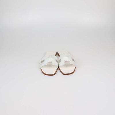 Hermes White Box Calf Leather Oran Sandals