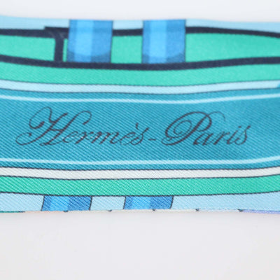 Hermes Blue Silk Colliers de Chiens Print Twilly