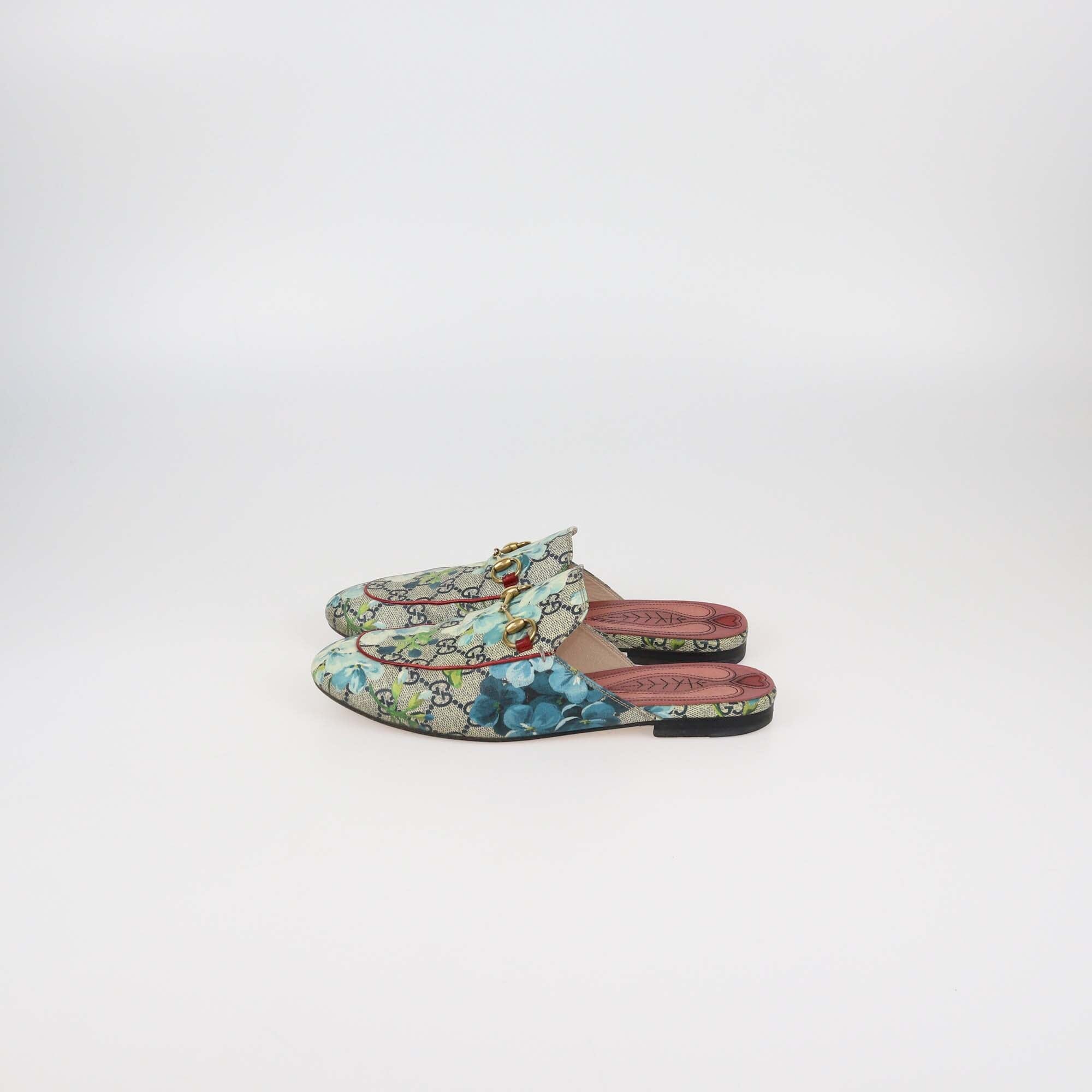 Gucci Multicolor GG Supreme Canvas Blooms Princetown Mules Womens Gucci 