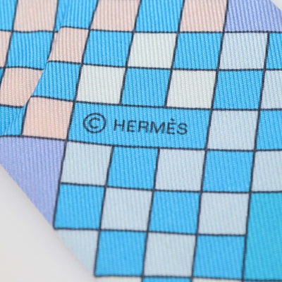 Hermes Blue Silk Colliers de Chiens Print Twilly