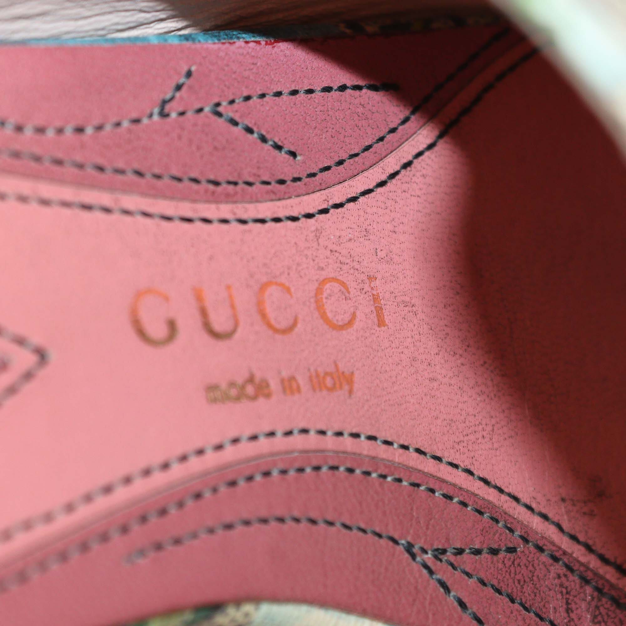 Gucci Multicolor GG Supreme Canvas Blooms Princetown Mules Womens Gucci 