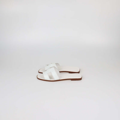 Hermes White Box Calf Leather Oran Sandals