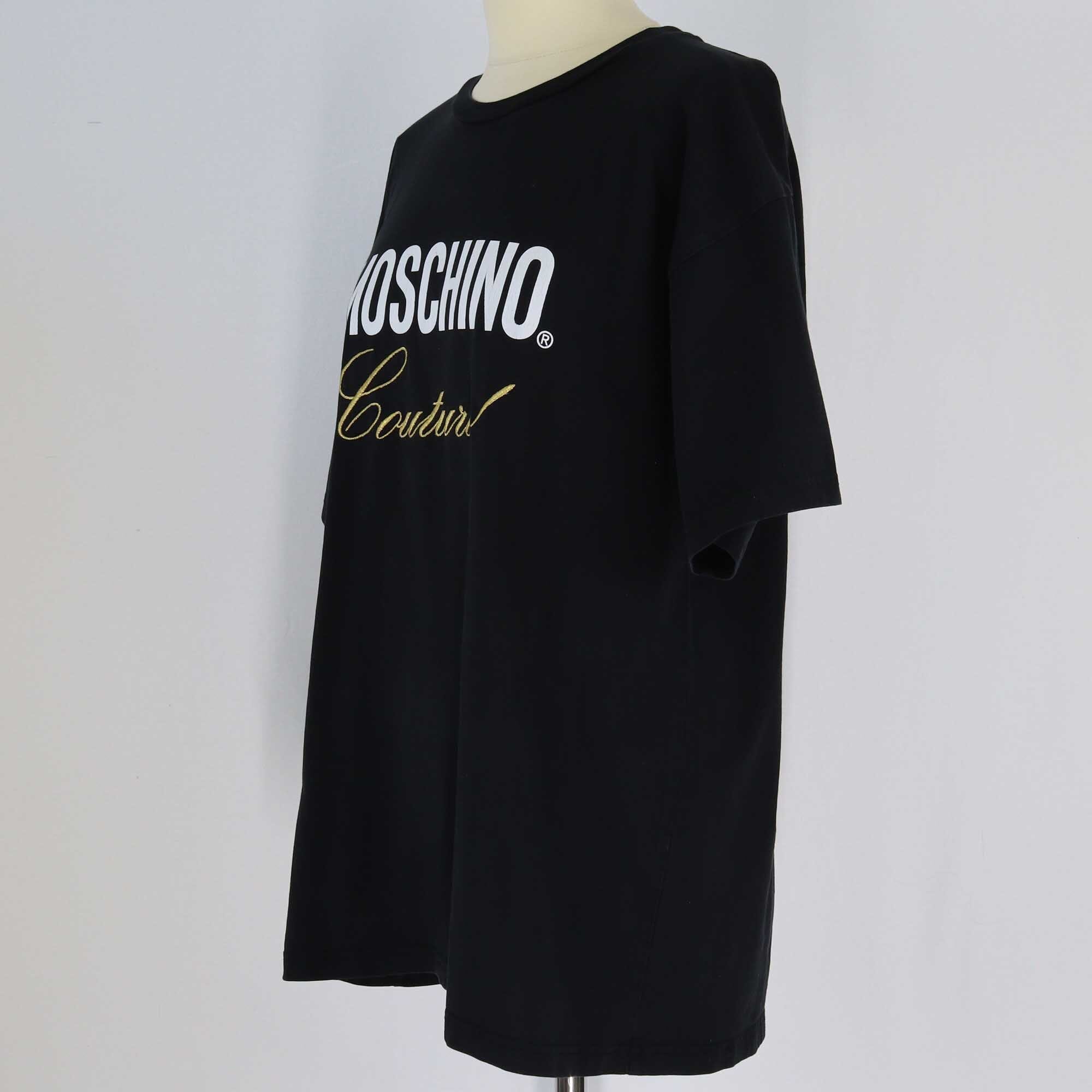 Moschino Couture Black Logo Embroidered Oversized T-Shirt Clothing Moschino 