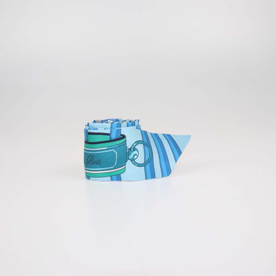Hermes Blue Silk Colliers de Chiens Print Twilly
