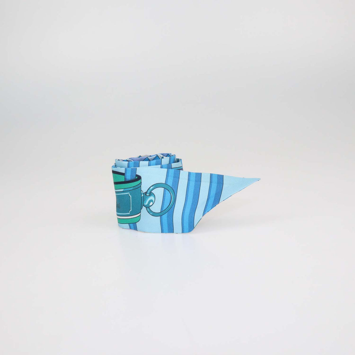 Hermes Blue Silk Colliers de Chiens Print Twilly