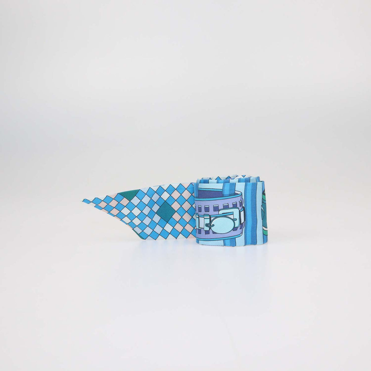 Hermes Blue Silk Colliers de Chiens Print Twilly