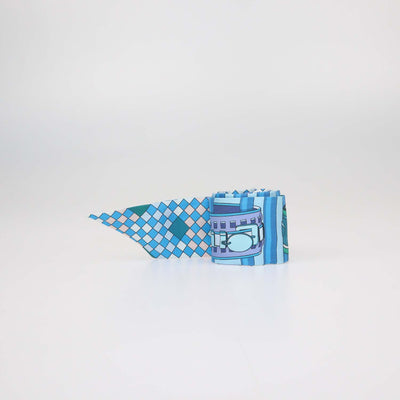 Hermes Blue Silk Colliers de Chiens Print Twilly