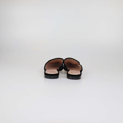 Alberta Ferretti Black Velvet Embroidered Mia Flat Mules