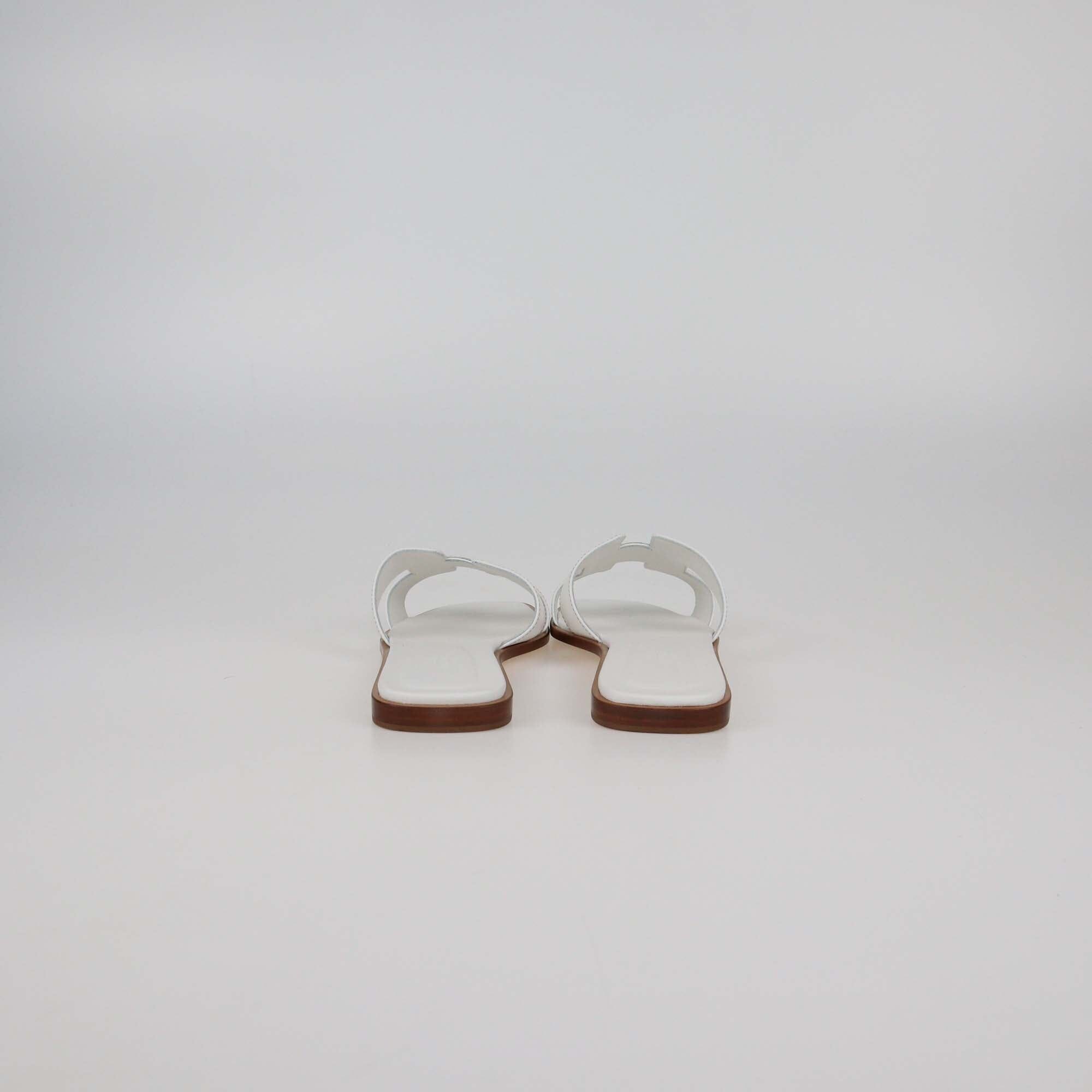 Hermes White Leather Oran Sandals Womens Hermes 