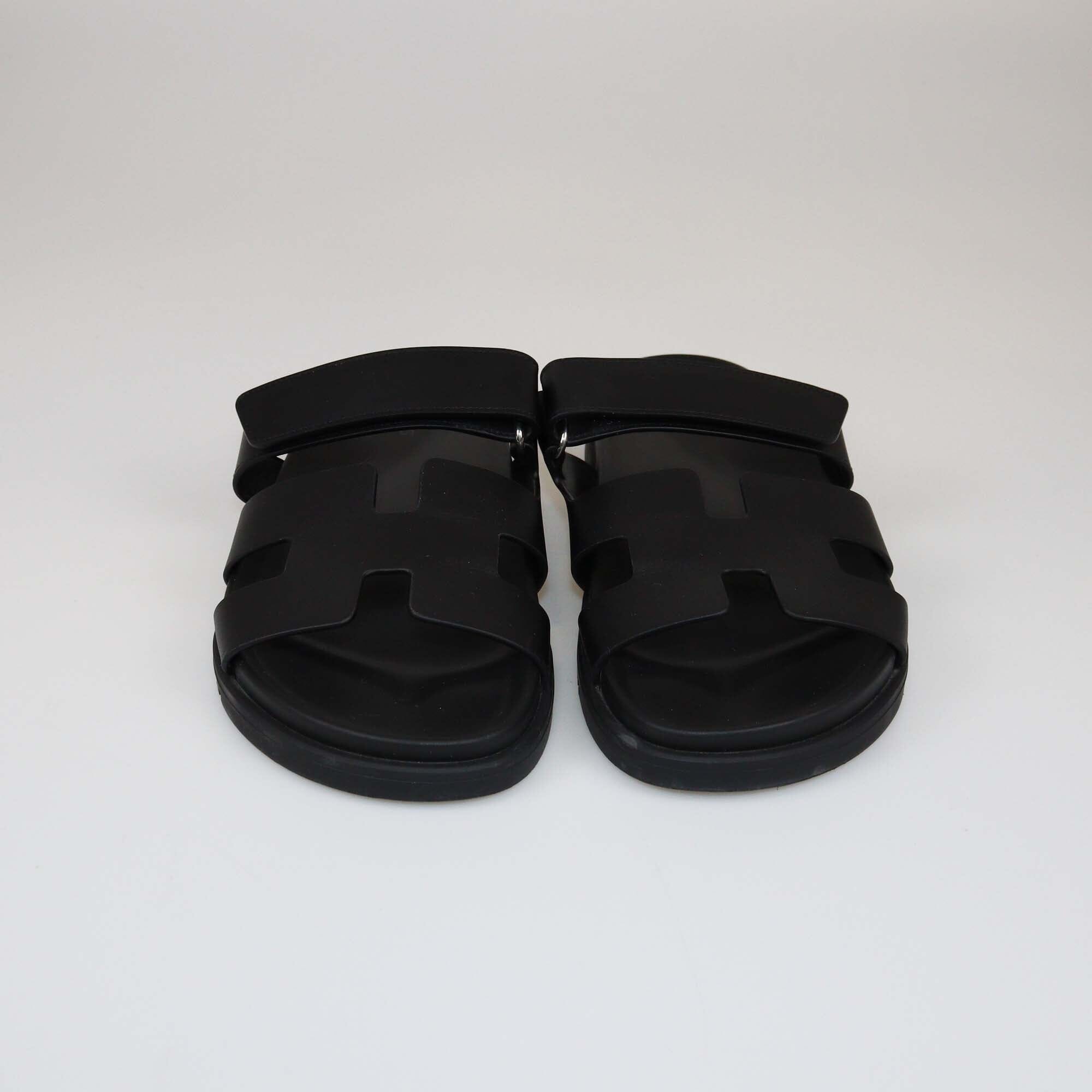 Hermes Black Chypre Flat Sandals Womens Hermes 