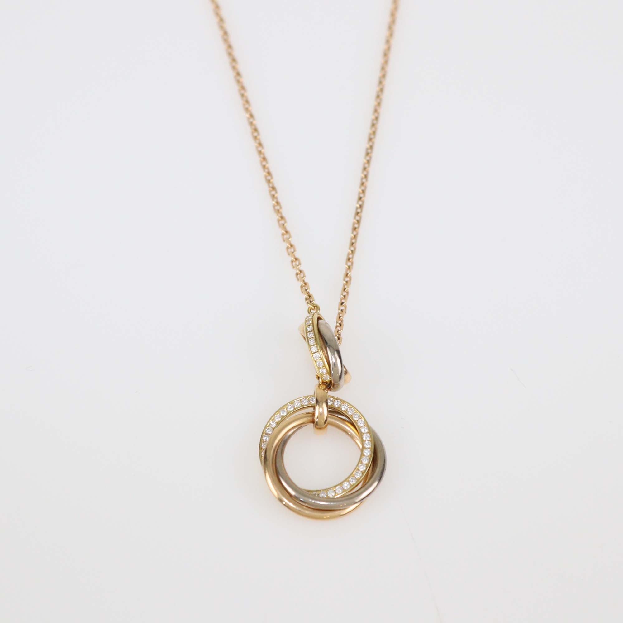 Cartier 18K Three-Tone Gold Trinity Lariat Diamond Necklace 